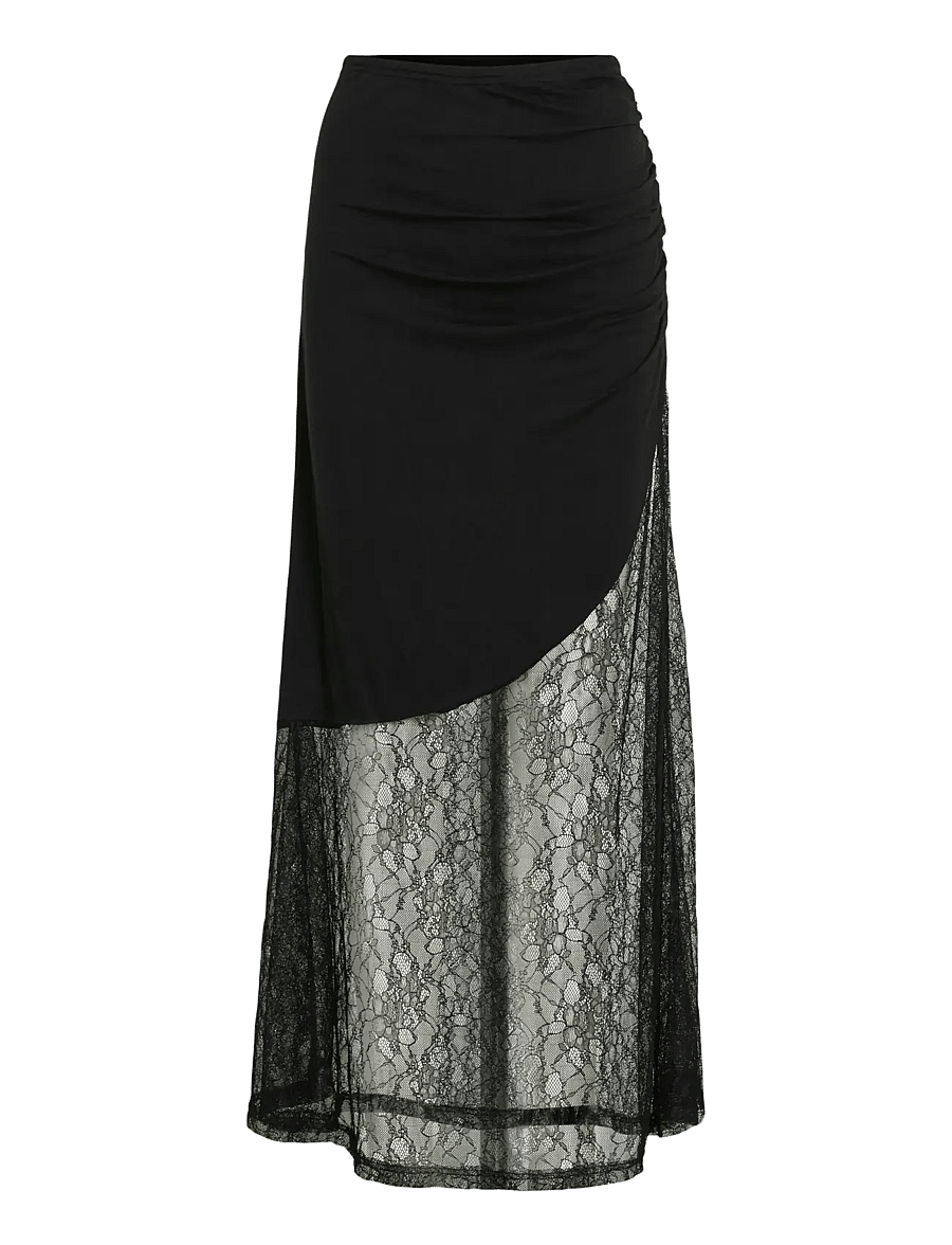 NOISY MAY - NMNORA MW ANKLE LACE SKIRT - maxi pils - black - 1