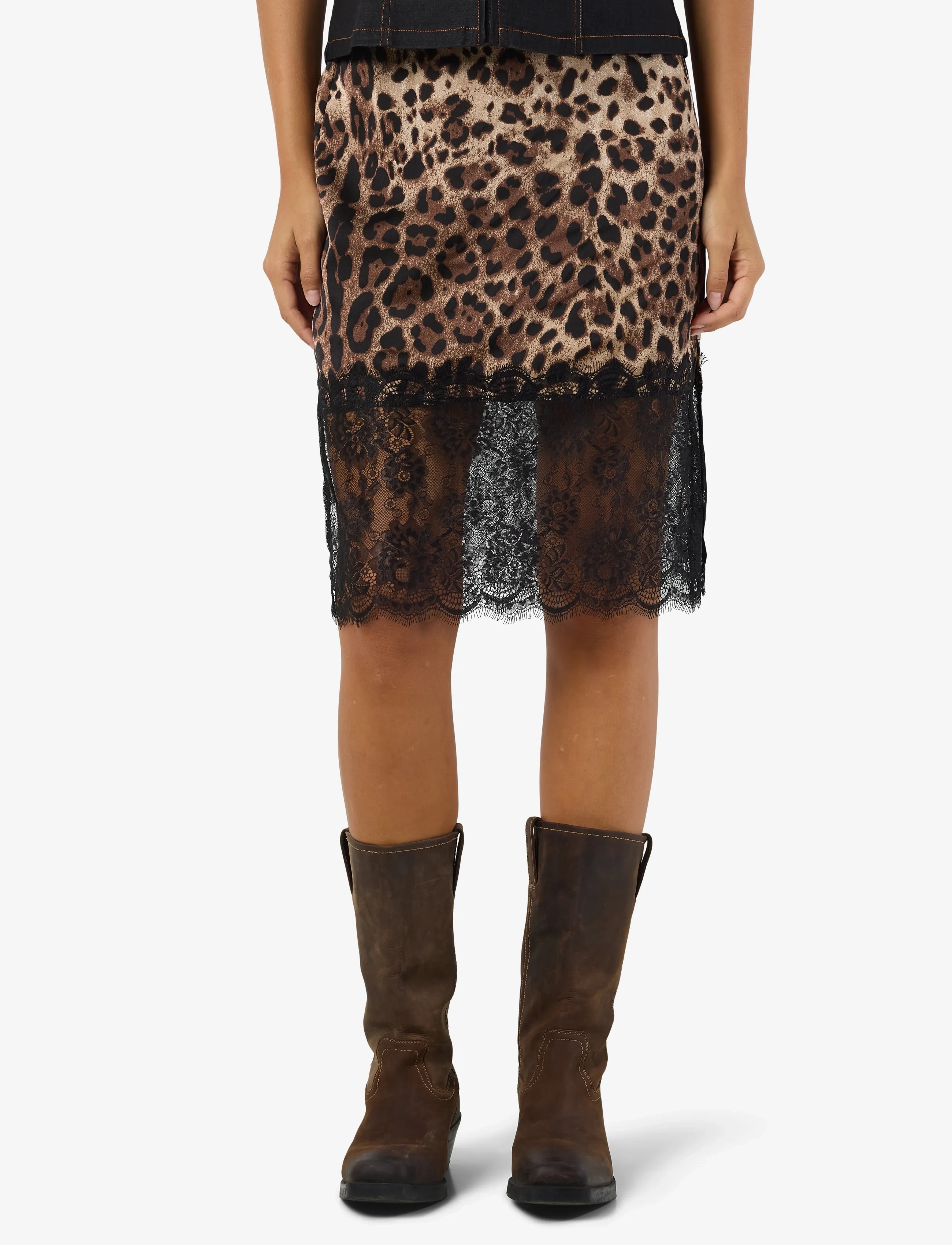 NOISY MAY NMINFERNO MW SHORT SATIN LACE SKIRT - Kjolar - BLACK / multi