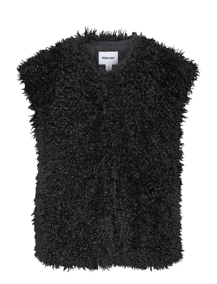 NOISY MAY - NMISABELLE VEST - teddy-vestid - obsidian - 0