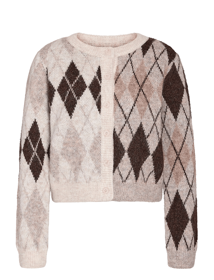 NOISY MAY - NMBLESS L/S ARGYLE KNIT CARDIGAN - strickjacken - birch - 1