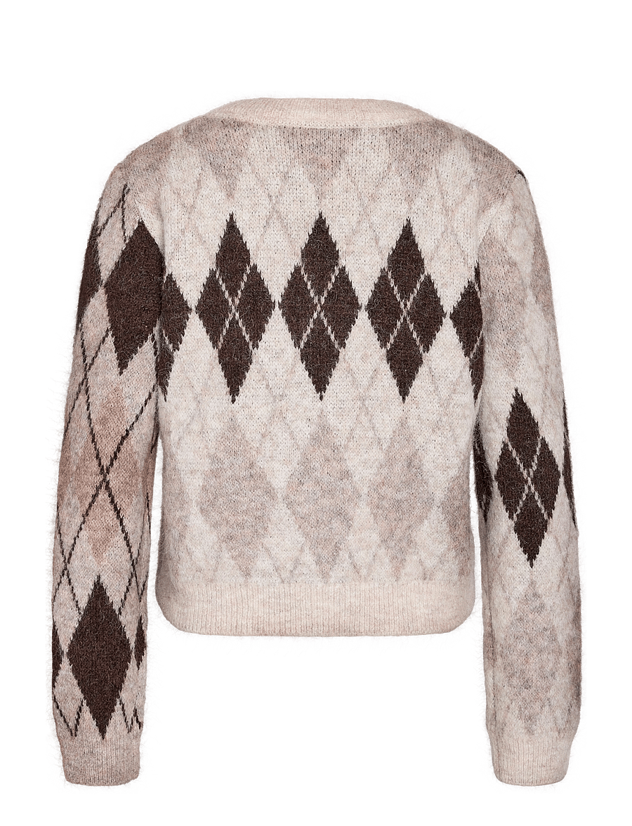 NOISY MAY - NMBLESS L/S ARGYLE KNIT CARDIGAN - strickjacken - birch - 2