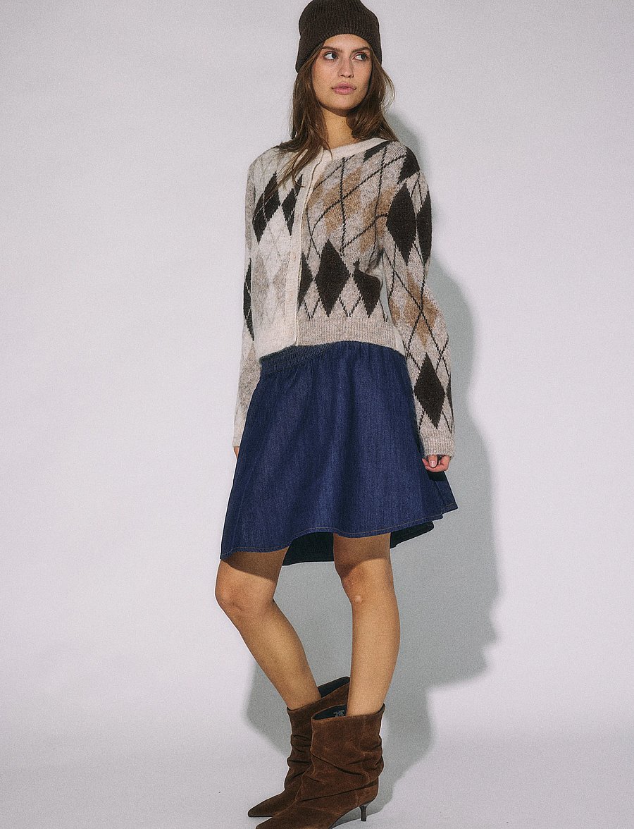 NOISY MAY - NMBLESS L/S ARGYLE KNIT CARDIGAN - strickjacken - birch - 4