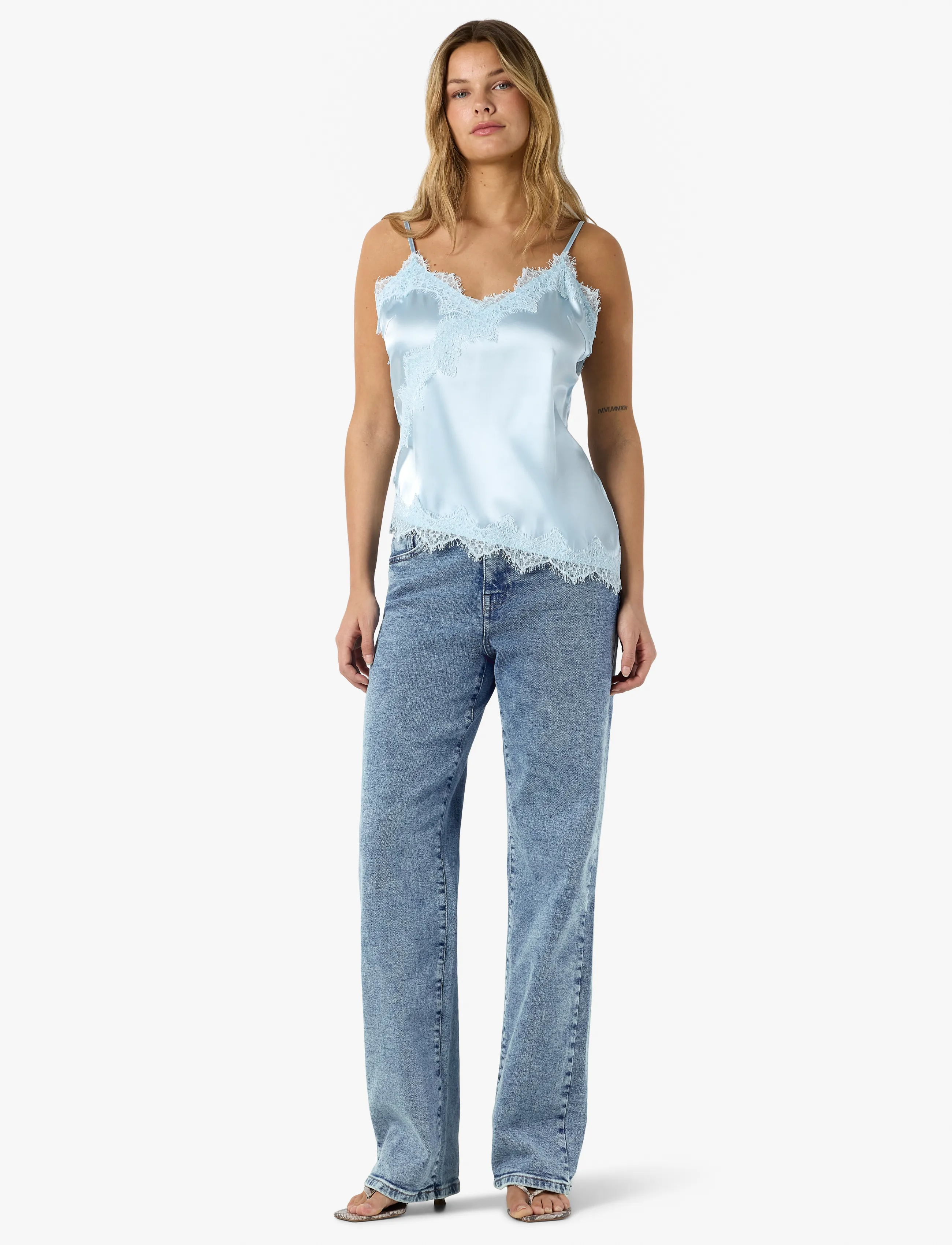 NOISY MAY - NMSOFIE S/L SATIN TOP /TNT8 - cerulean - 3
