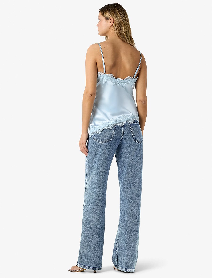 NOISY MAY - NMSOFIE S/L SATIN TOP /TNT8 - tanktops - cerulean - 4