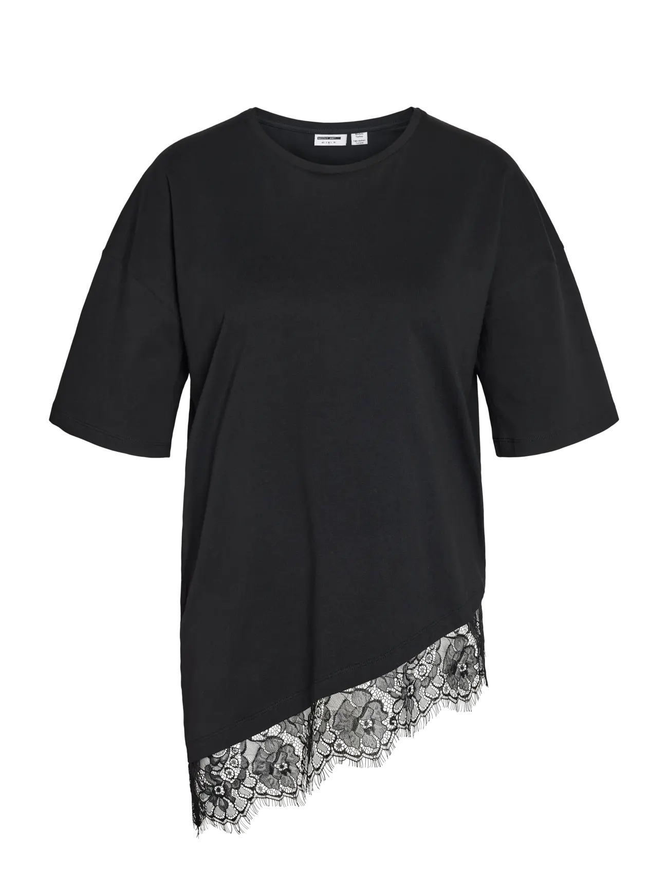NOISY MAY NMEASY LACE DETAIL S/S T-SHIRT /TNT - Klær - BLACK / black