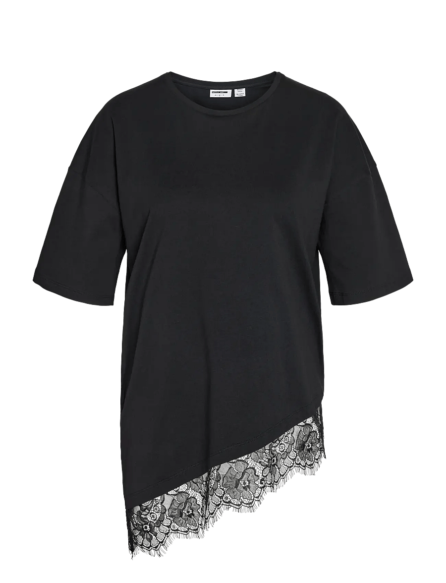 NOISY MAY - NMEASY LACE DETAIL S/S T-SHIRT /TNT - t-shirts - black - 1