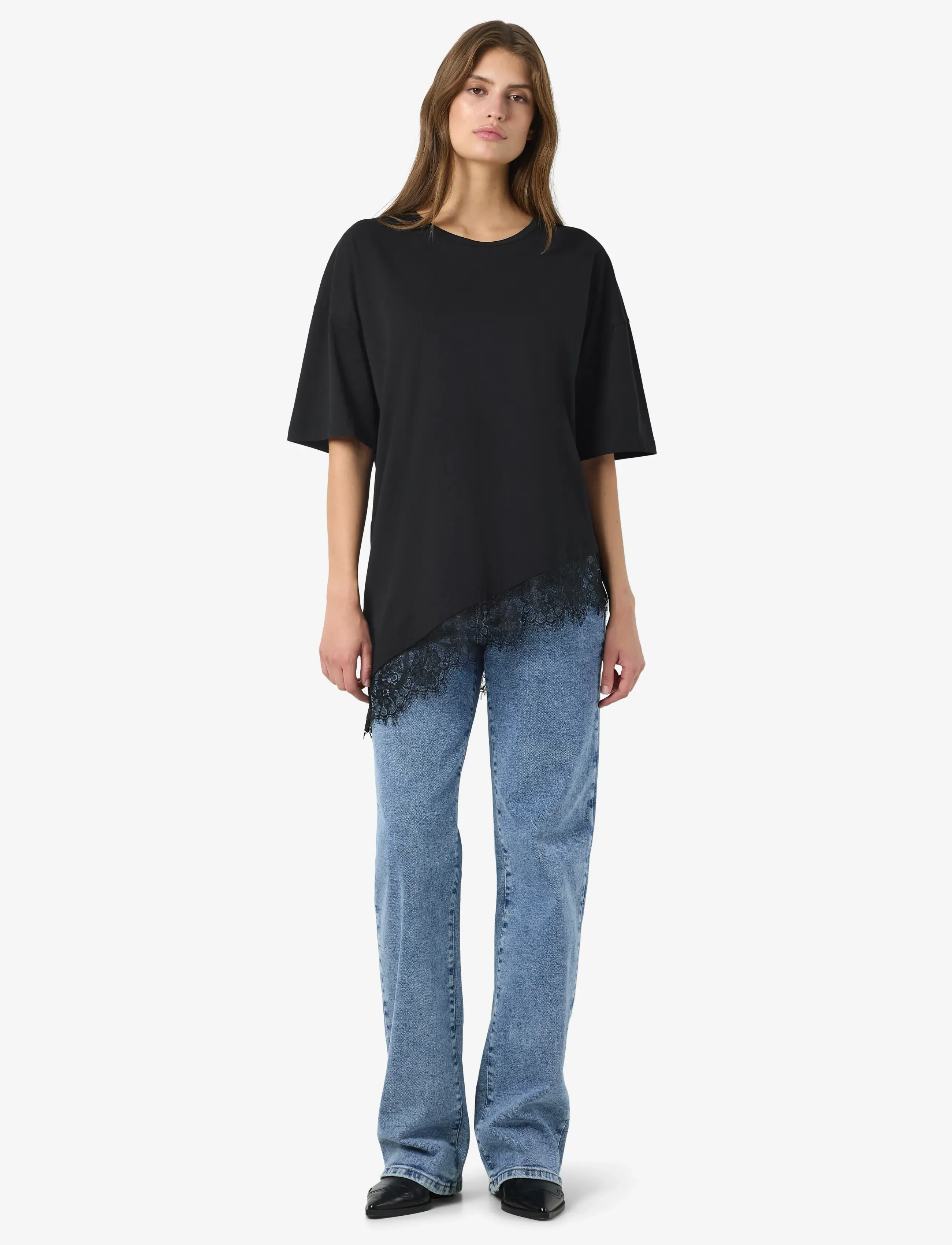 NOISY MAY - NMEASY LACE DETAIL S/S T-SHIRT /TNT - t-shirts - black - 2