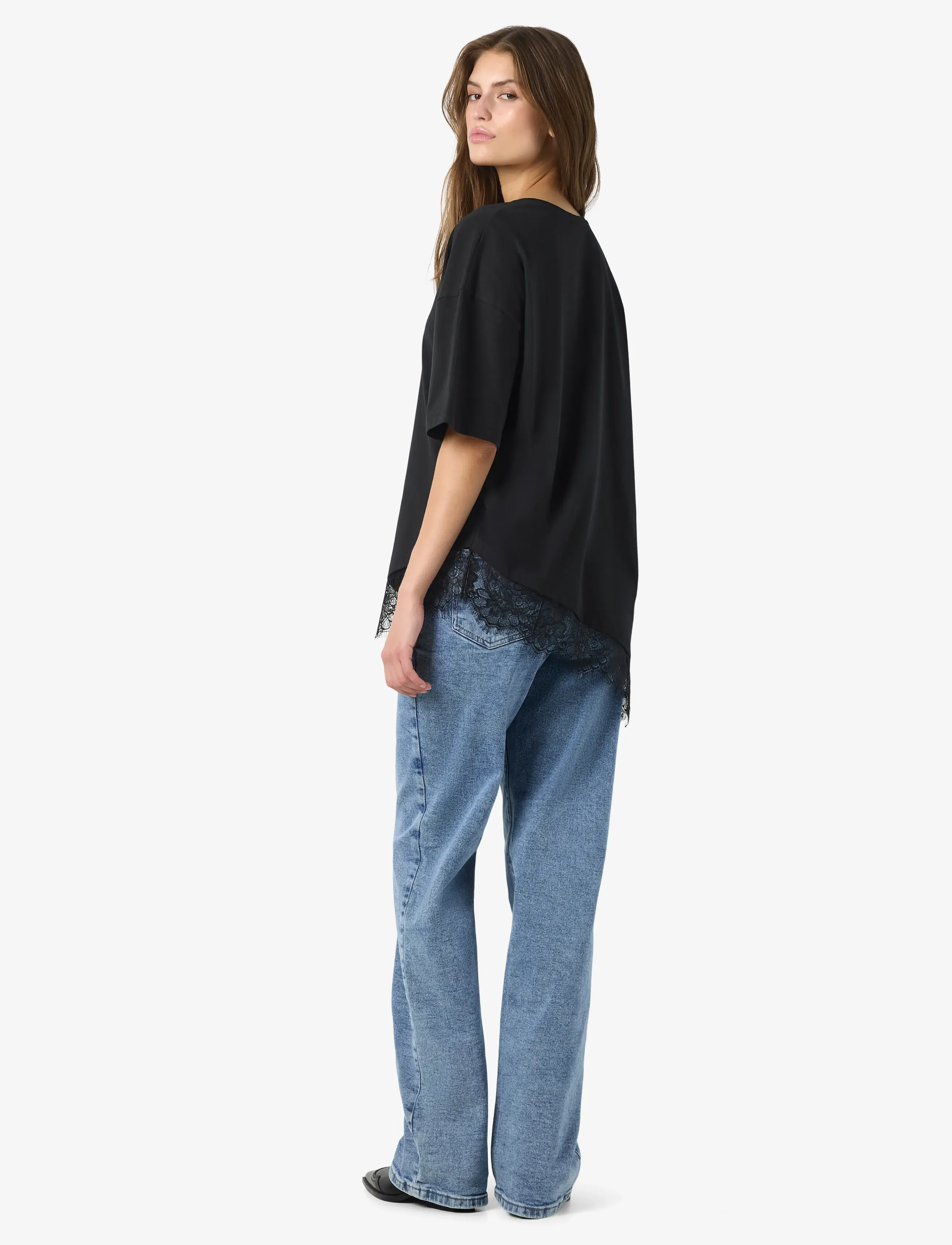 NOISY MAY - NMEASY LACE DETAIL S/S T-SHIRT /TNT - t-shirts - black - 3