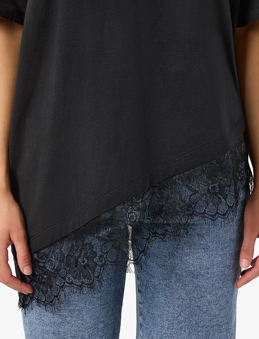 NOISY MAY - NMEASY LACE DETAIL S/S T-SHIRT /TNT - t-shirts - black - 4