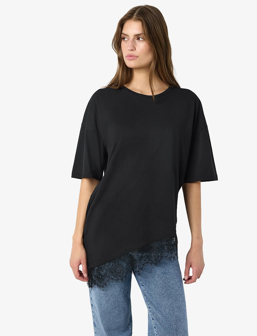 NOISY MAY - NMEASY LACE DETAIL S/S T-SHIRT /TNT - t-shirts - black - 5