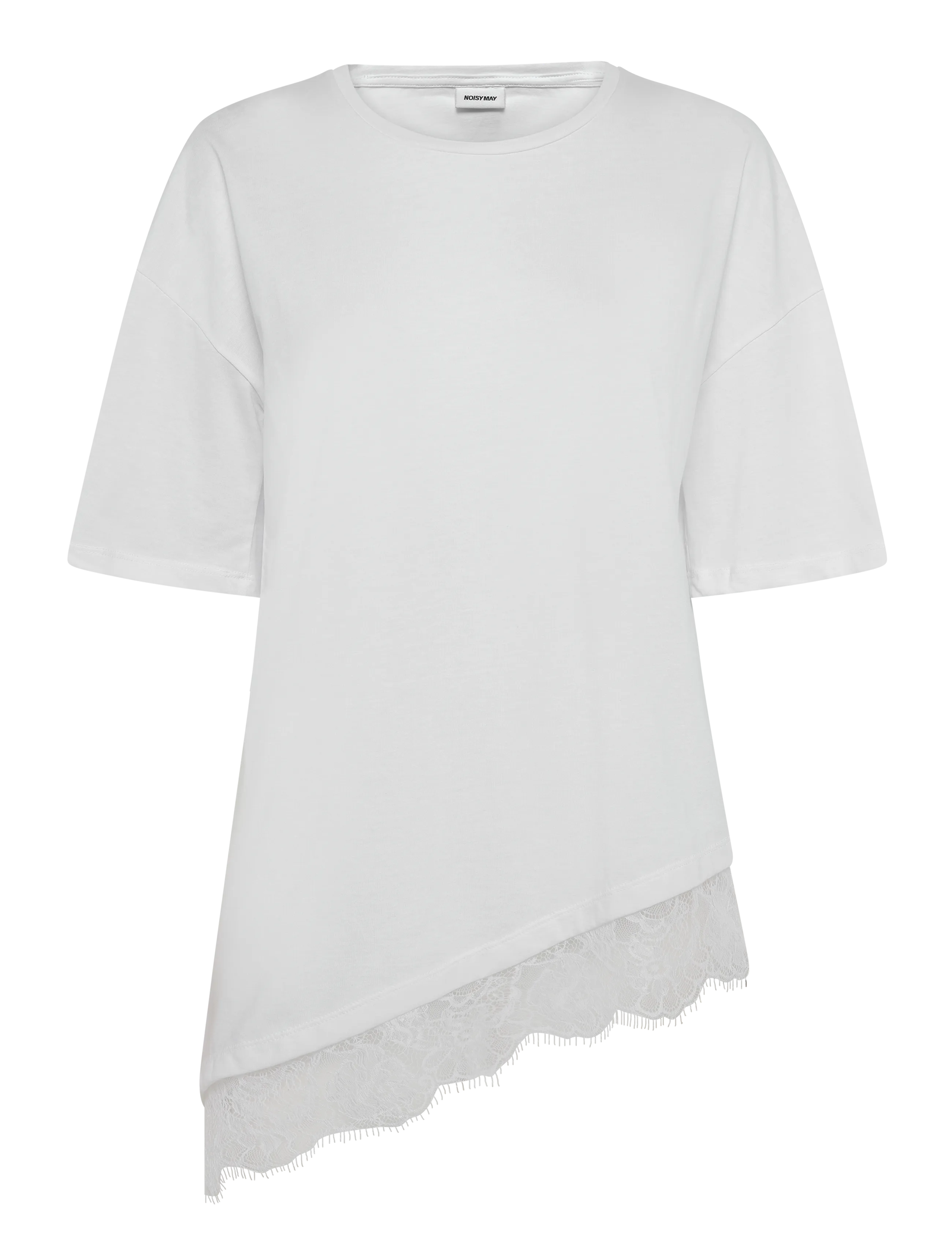 NOISY MAY NMEASY LACE DETAIL S/S T-SHIRT /TNT - T-shirts - BRIGHT WHITE / white
