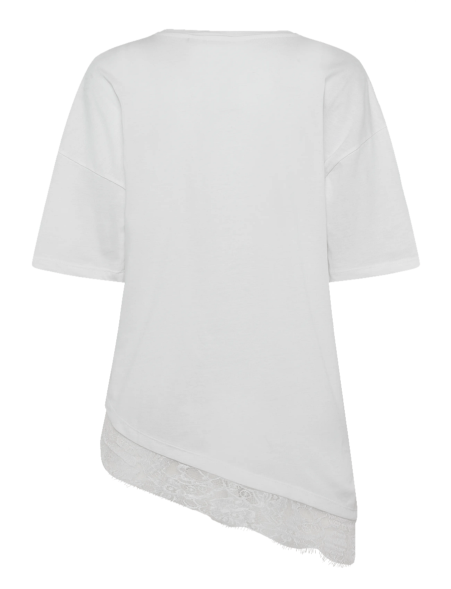 NOISY MAY - NMEASY LACE DETAIL S/S T-SHIRT /TNT - t-shirts - bright white - 2