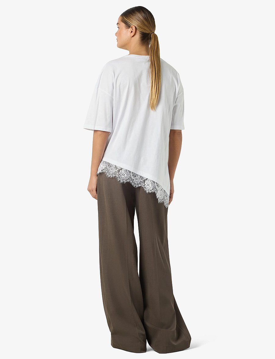 NOISY MAY - NMEASY LACE DETAIL S/S T-SHIRT /TNT - t-shirts - bright white - 4