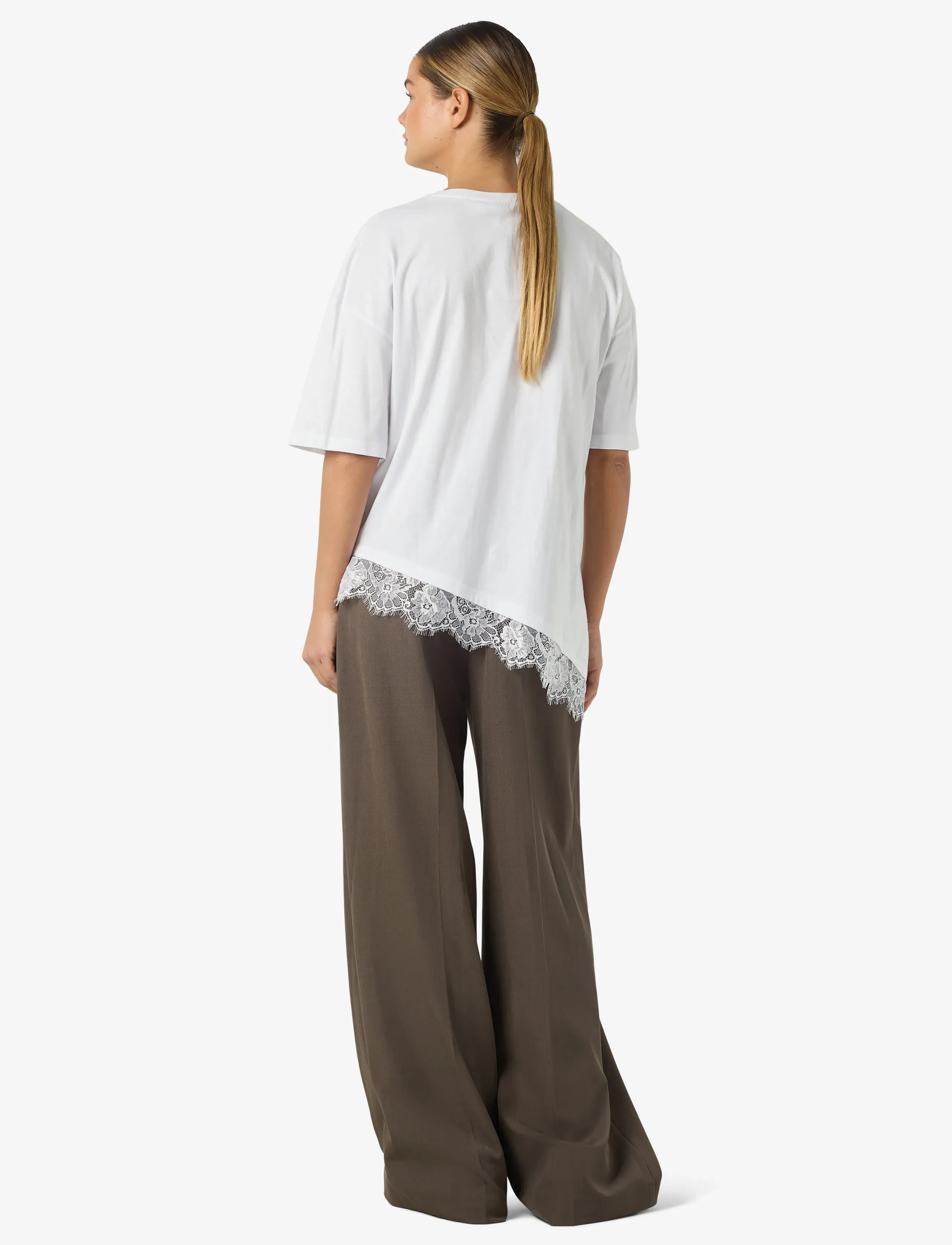 NOISY MAY - NMEASY LACE DETAIL S/S T-SHIRT /TNT - t-shirts - bright white - 3