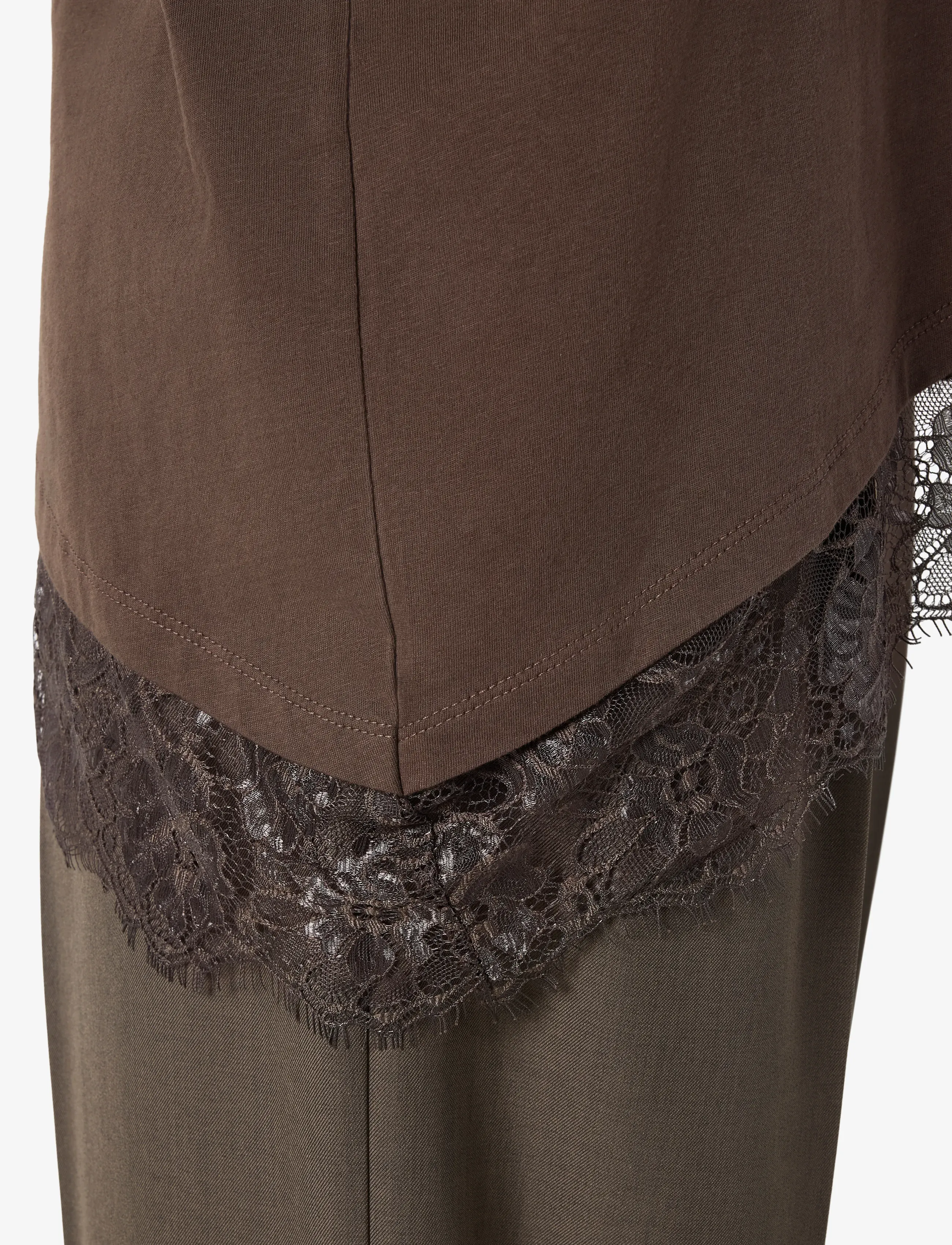 NOISY MAY - NMEASY LACE DETAIL S/S T-SHIRT /TNT - t-shirts - chocolate brown - 5