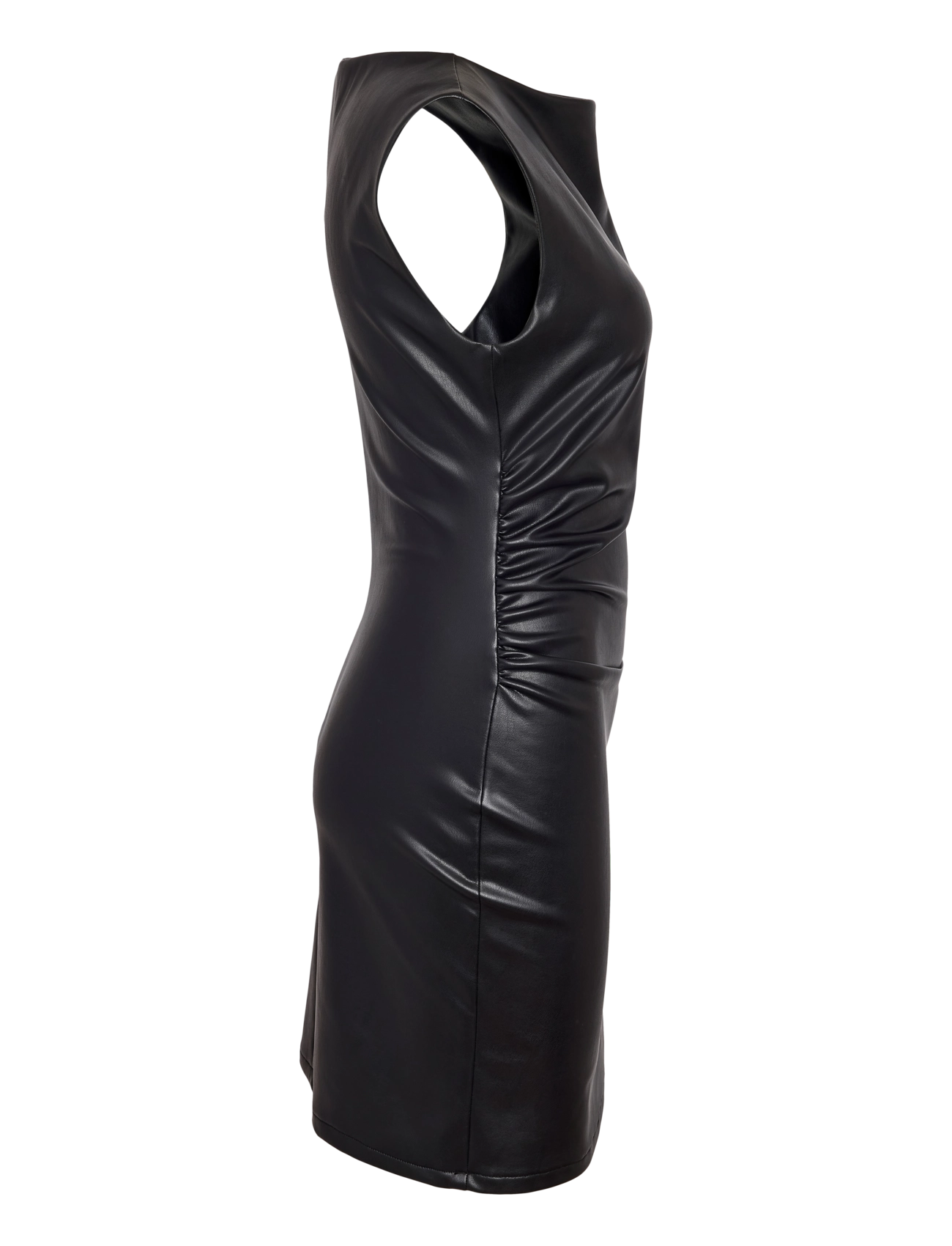 NOISY MAY - NMSANDY S/L PU DRESS - etuikleider - black - 2