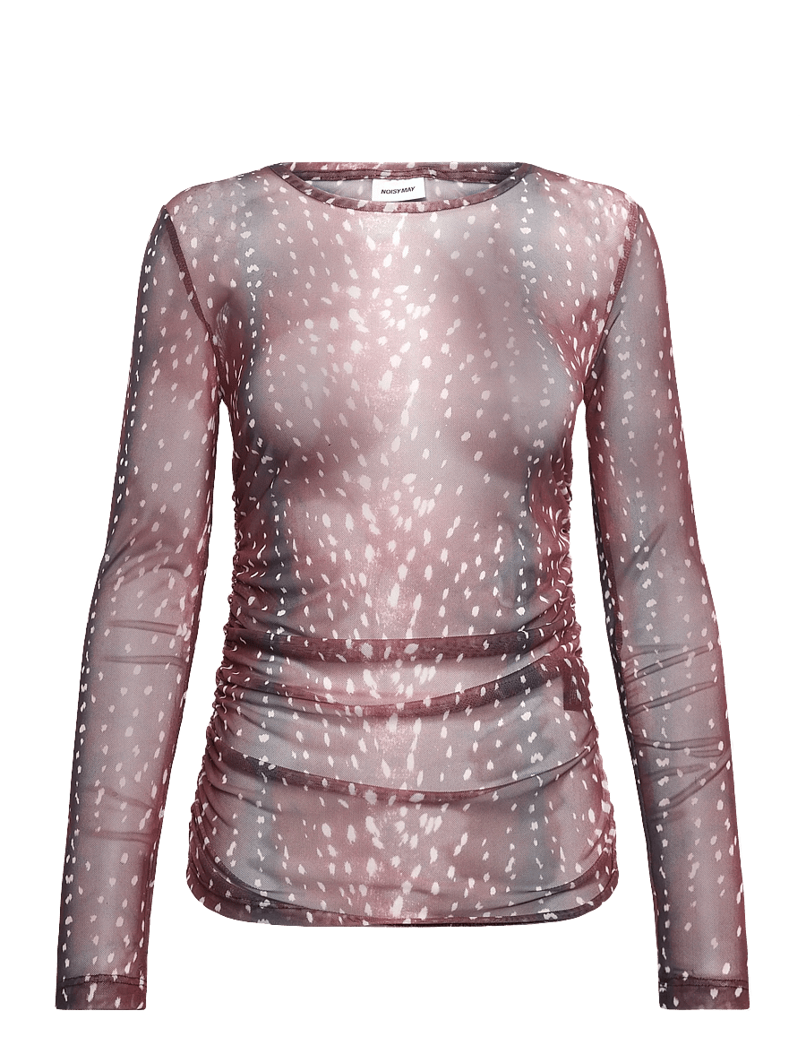 NOISY MAY - NMDEER L/S RUCHING TOP JRS - langärmlige tops - cognac - 1
