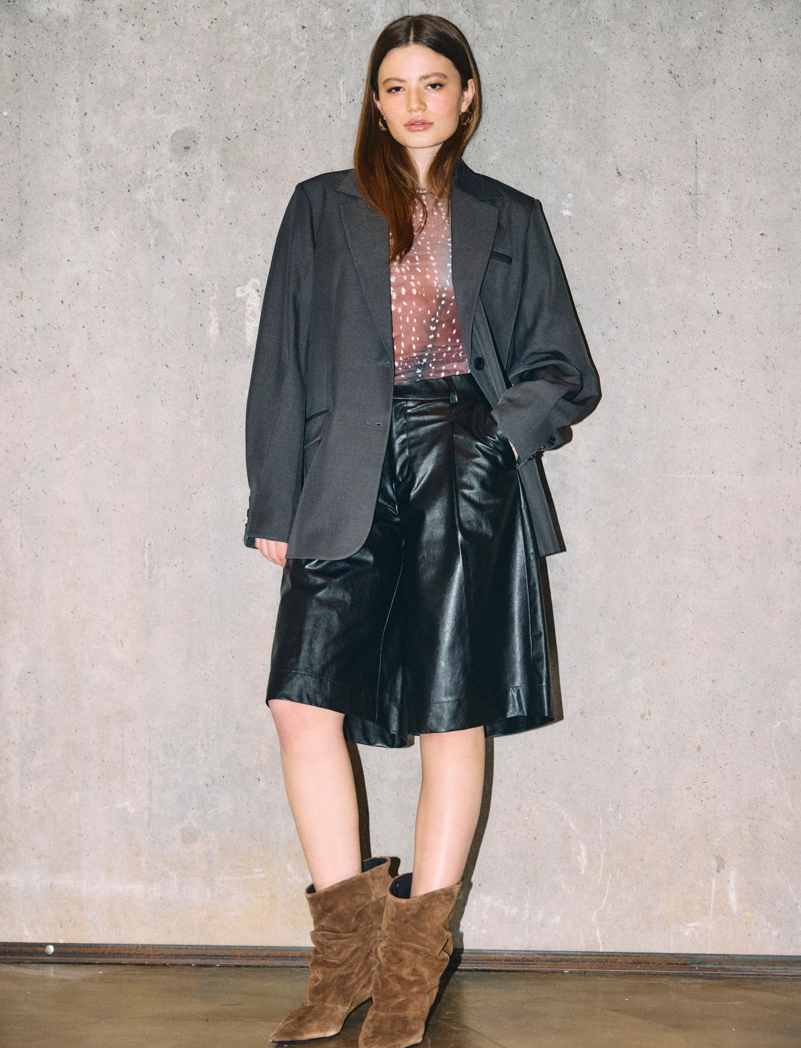 NOISY MAY NMDEER L/S RUCHING TOP JRS - T-shirts & Toppe - COGNAC / burgundy