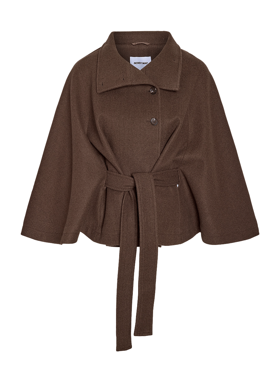NOISY MAY - NMLUCY CAPE JACKET - ulljackor - chocolate brown - 1