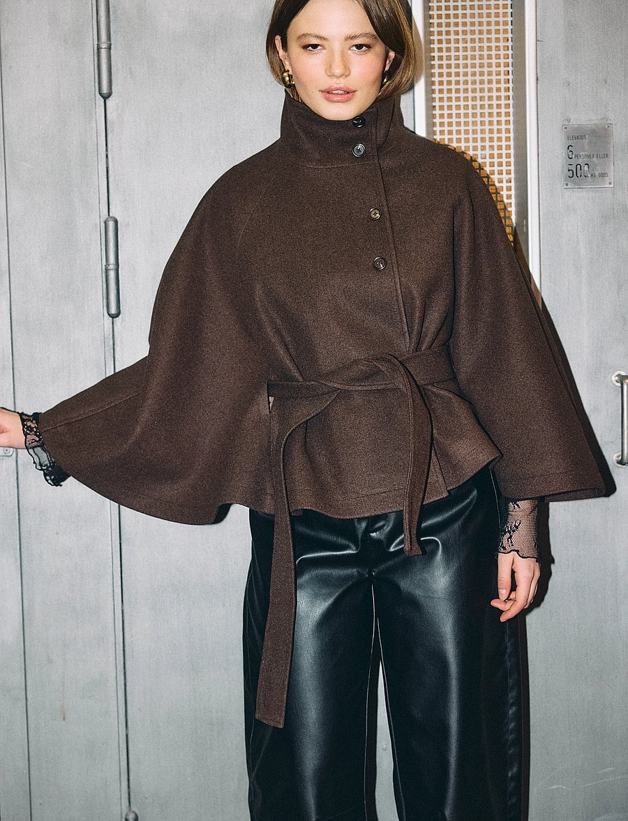 NOISY MAY - NMLUCY CAPE JACKET - ulljackor - chocolate brown - 5
