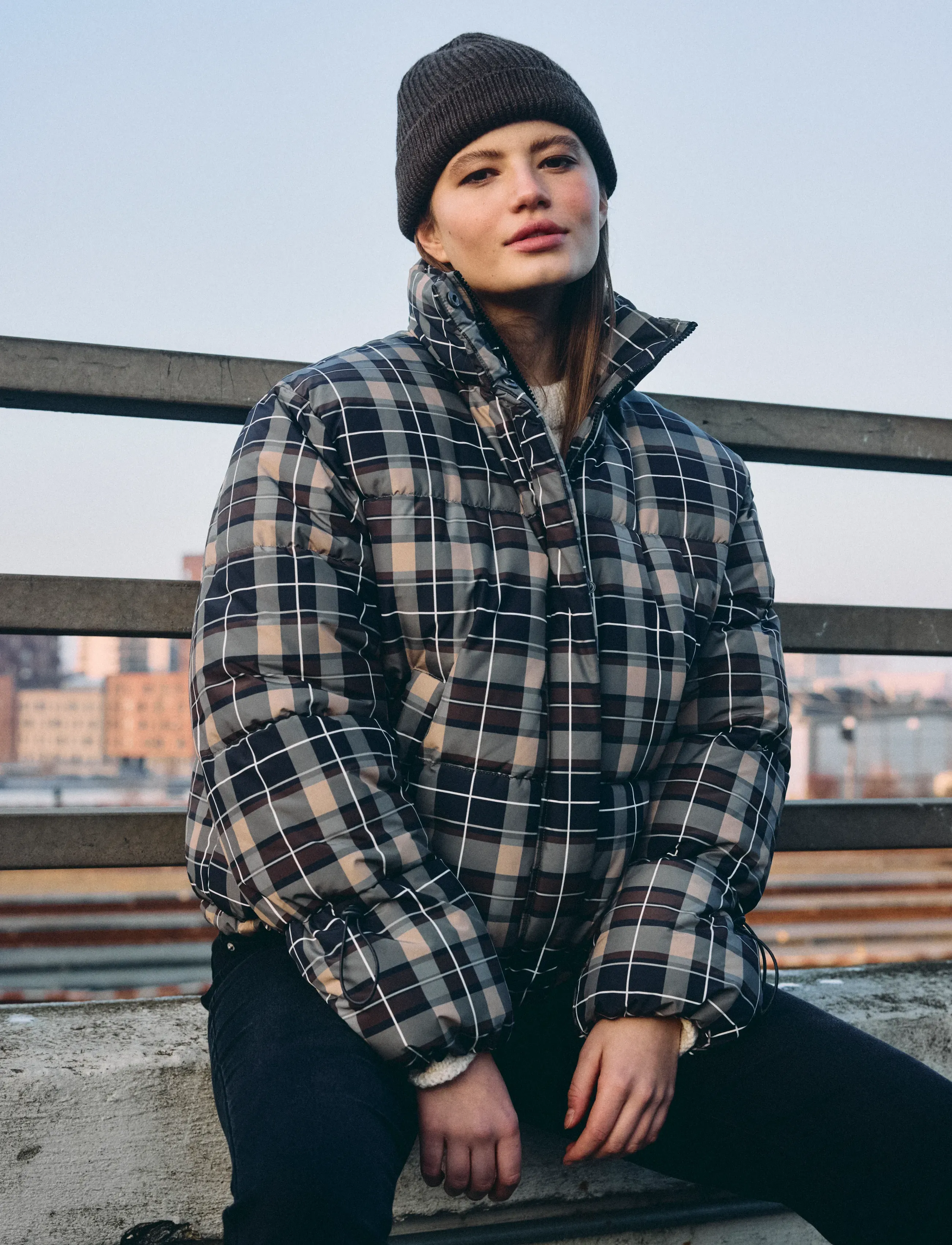 NOISY MAY - NMROSY AOP PUFFER JACKET - talvejoped - chocolate brown - 0
