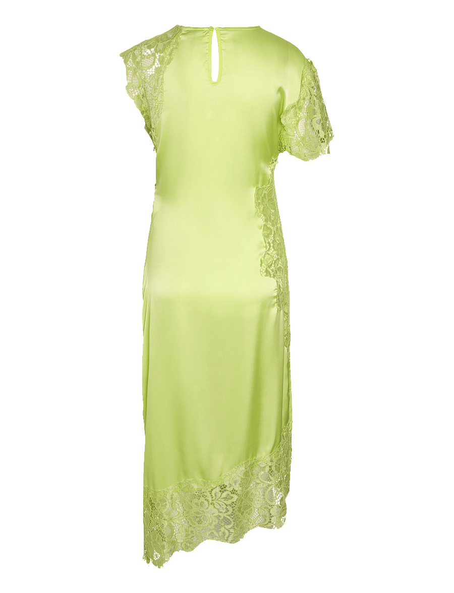 NOISY MAY - NMWREN S/S SATIN LACE LONG DRESS - pitskleidid - daiquiri green - 2