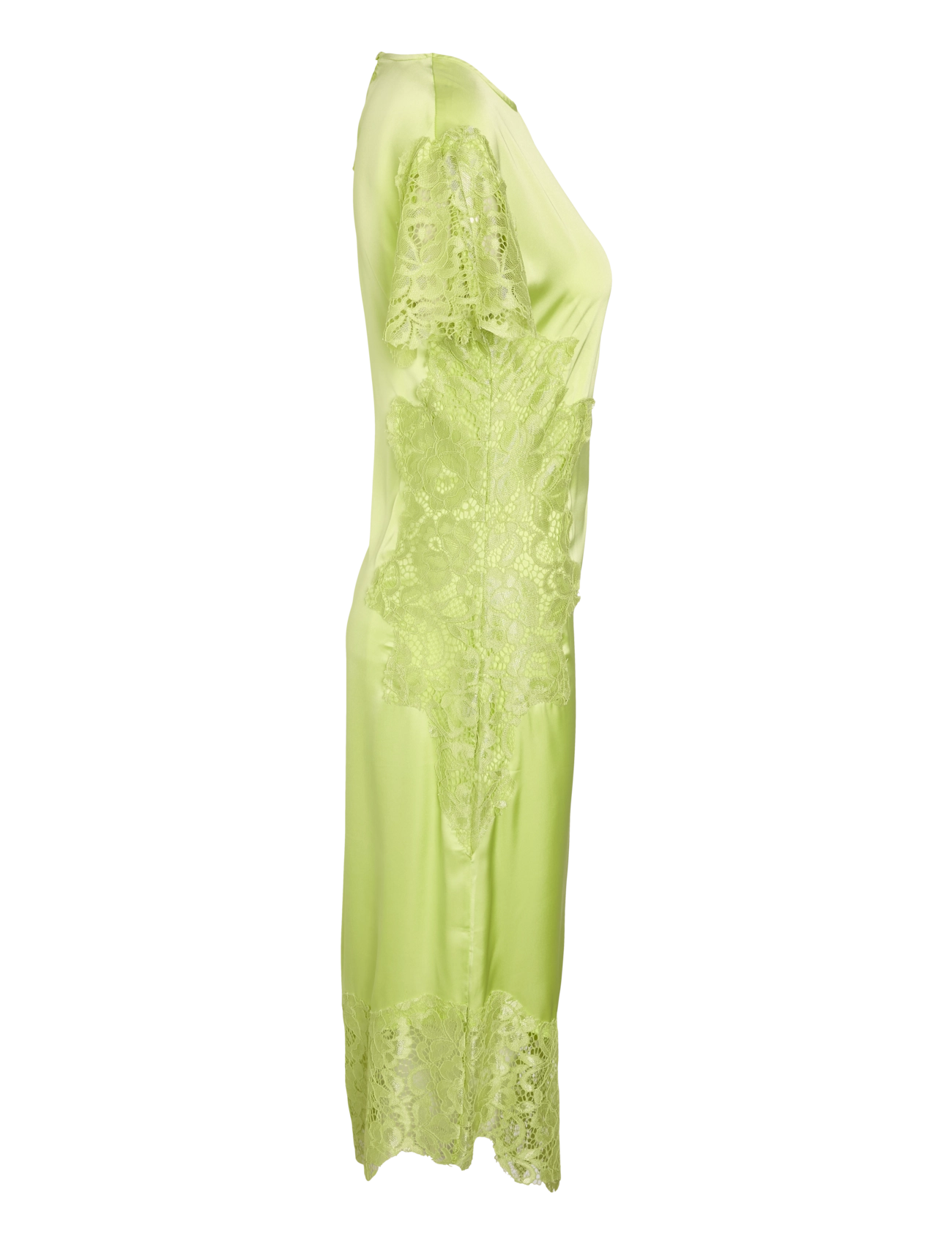 NOISY MAY - NMWREN S/S SATIN LACE LONG DRESS - daiquiri green - 4