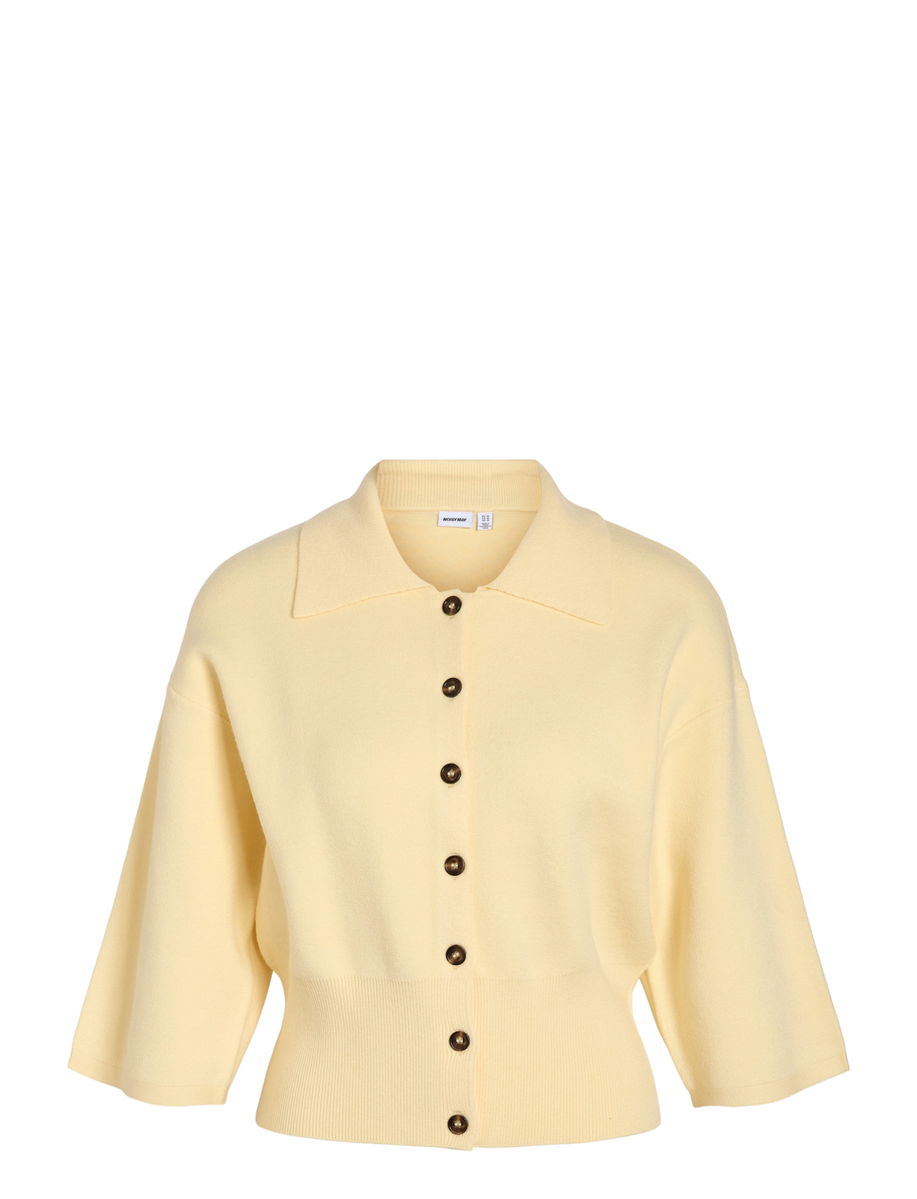 NOISY MAY NMSHYLA 3/4 SLEEVE KNIT POLO CARDIGAN - Knitwear - FRENCH VANILLA / yellow