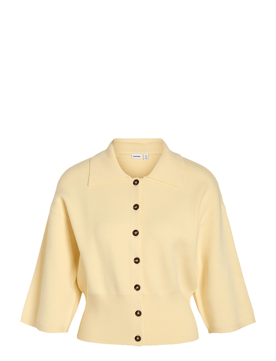 NOISY MAY - NMSHYLA 3/4 SLEEVE KNIT POLO CARDIGAN - cardigans - french vanilla - 1