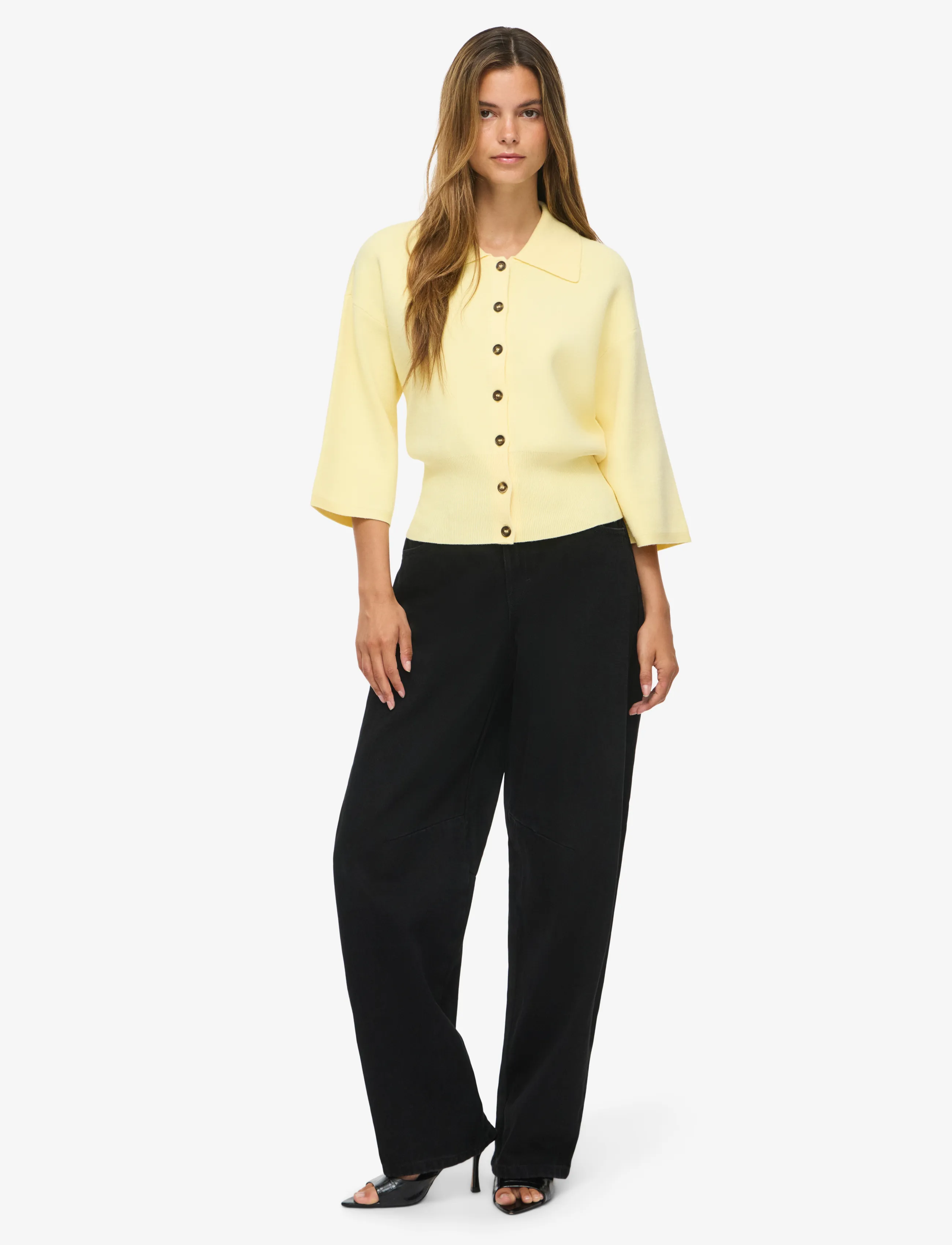 Nmshyla 3/4 Sleeve Knit Polo Cardigan 3