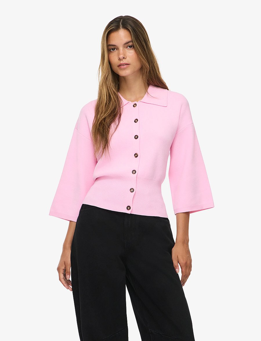 NOISY MAY - NMSHYLA 3/4 SLEEVE KNIT POLO CARDIGAN - strickjacken - pirouette - 0