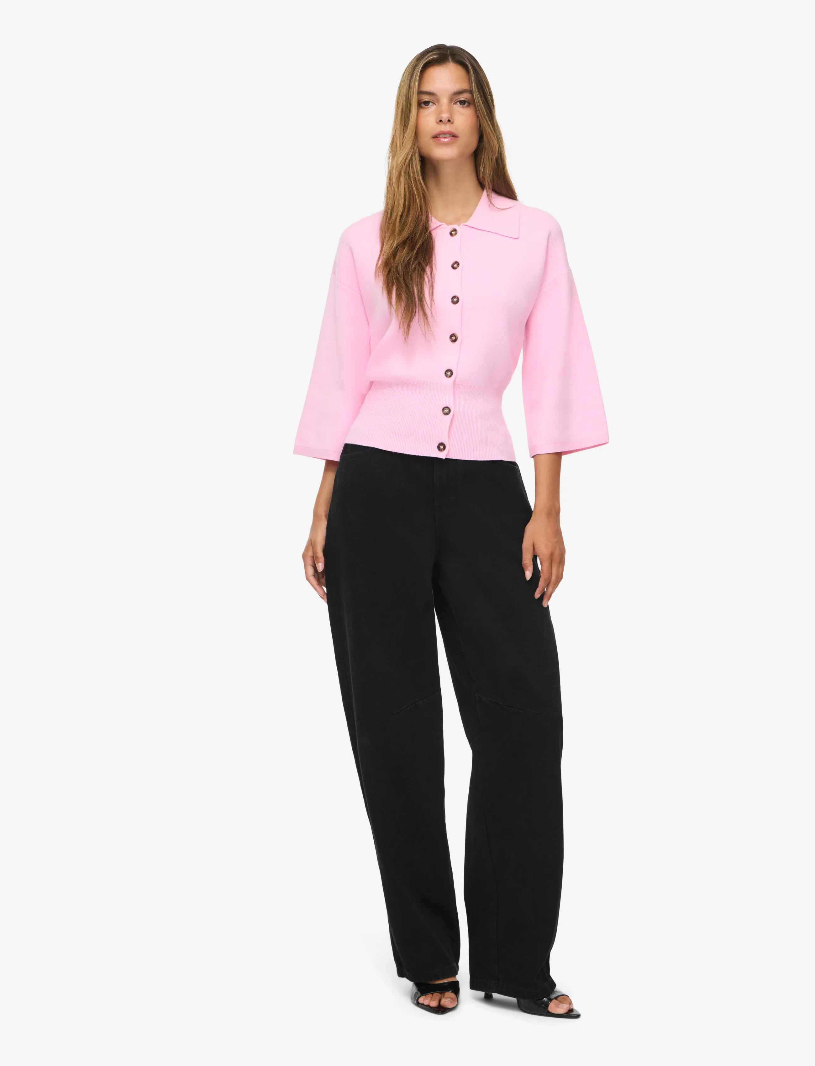 Nmshyla 3/4 Sleeve Knit Polo Cardigan 3