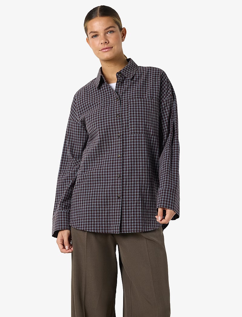 NOISY MAY - NMHAILEY ZOE L/S CHECK SHIRT /TNT10 - langärmlige hemden - chocolate brown - 0