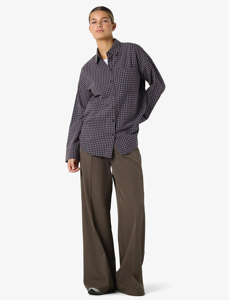 NOISY MAY - NMHAILEY ZOE L/S CHECK SHIRT /TNT10 - langärmlige hemden - chocolate brown - 3
