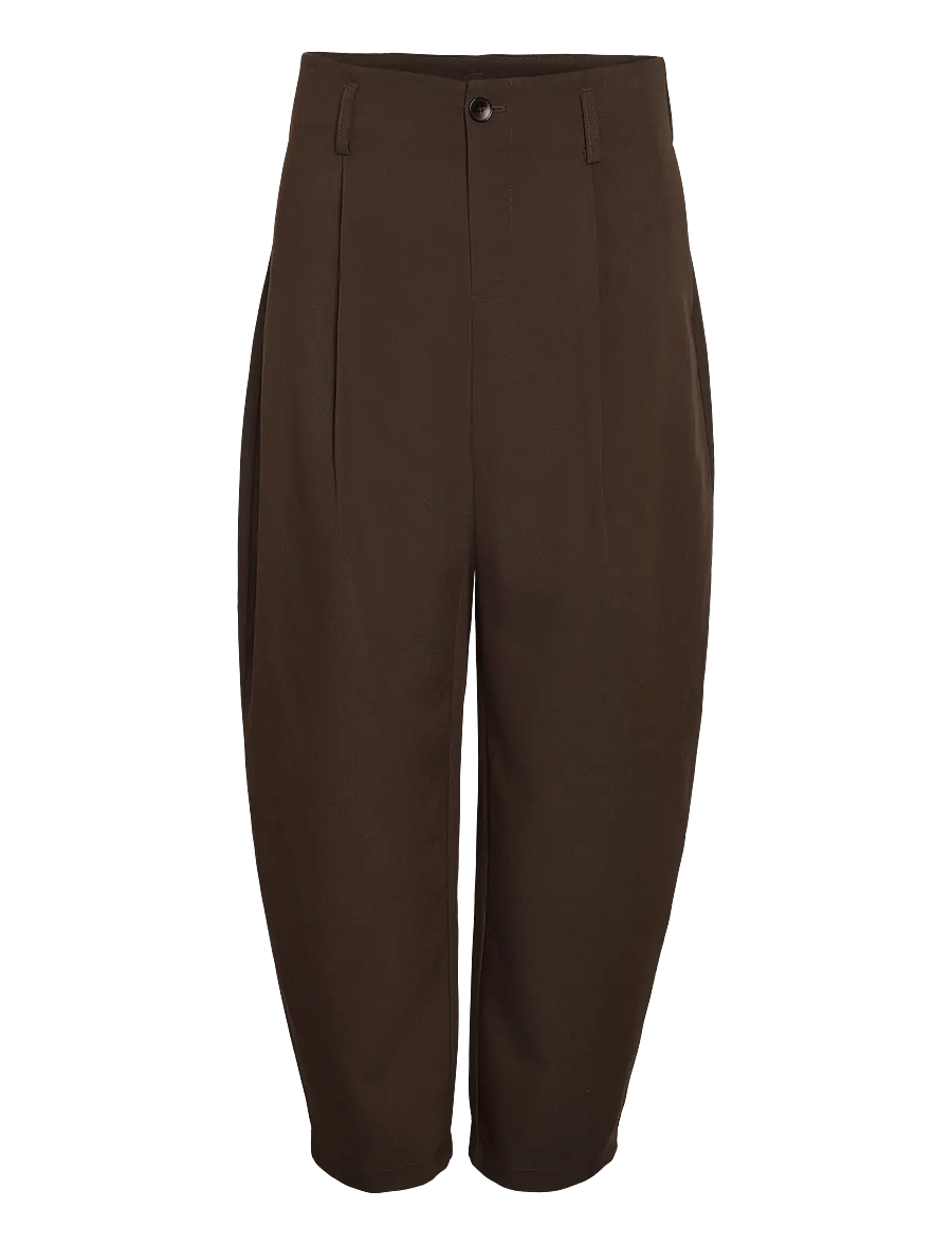 NOISY MAY - NMELI MW TAILORED BARREL PANTS - hosen mit geradem bein - chocolate brown - 1