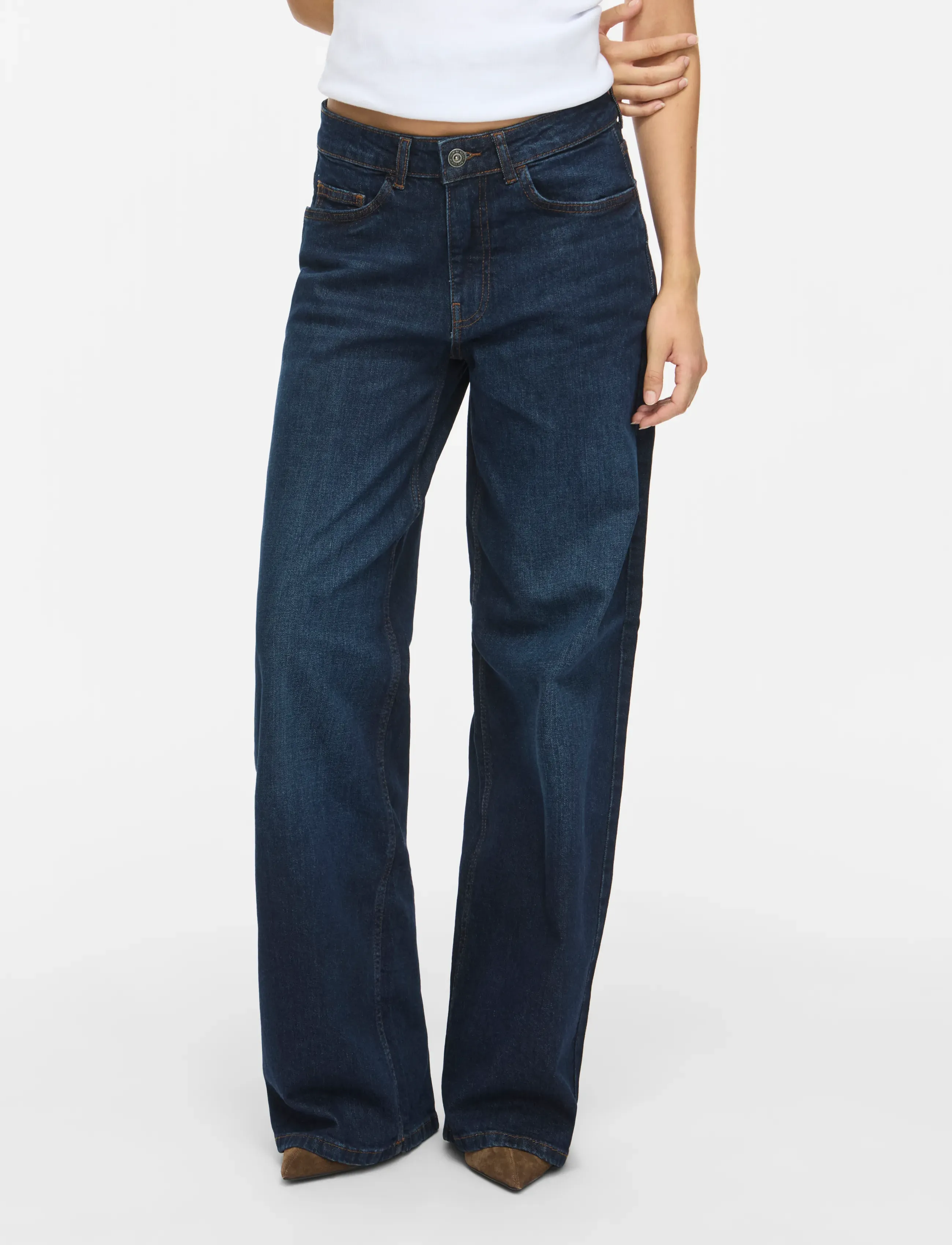 NOISY MAY NMKENZIE MW WIDE JEANS AZ496DB NOOS - Kollektsioonid - DARK BLUE DENIM / navy