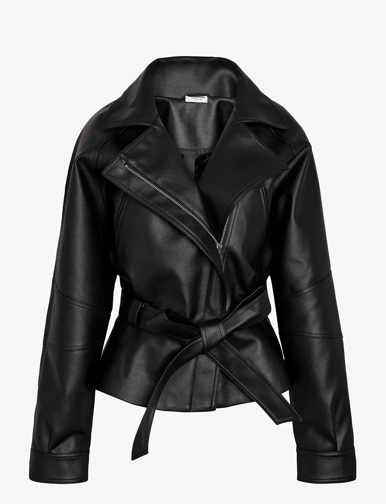 NOISY MAY - NMPAULA WAISTED PU JACKET /TNT9 - spring jackets - black - 0