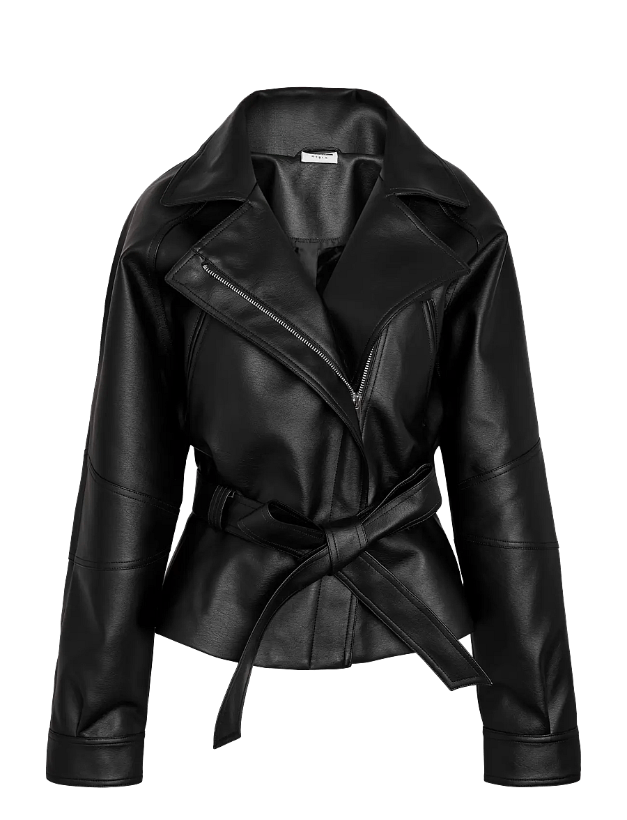 NOISY MAY - NMPAULA WAISTED PU JACKET /TNT9 - light jackets - black - 0