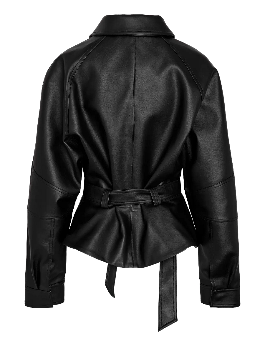 NOISY MAY - NMPAULA WAISTED PU JACKET /TNT9 - light jackets - black - 1