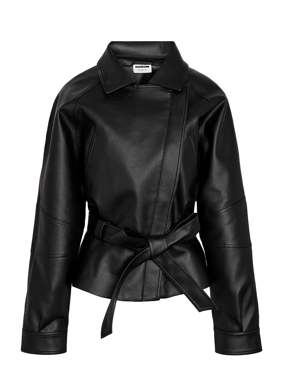 NOISY MAY - NMPAULA WAISTED PU JACKET /TNT9 - light jackets - black - 2
