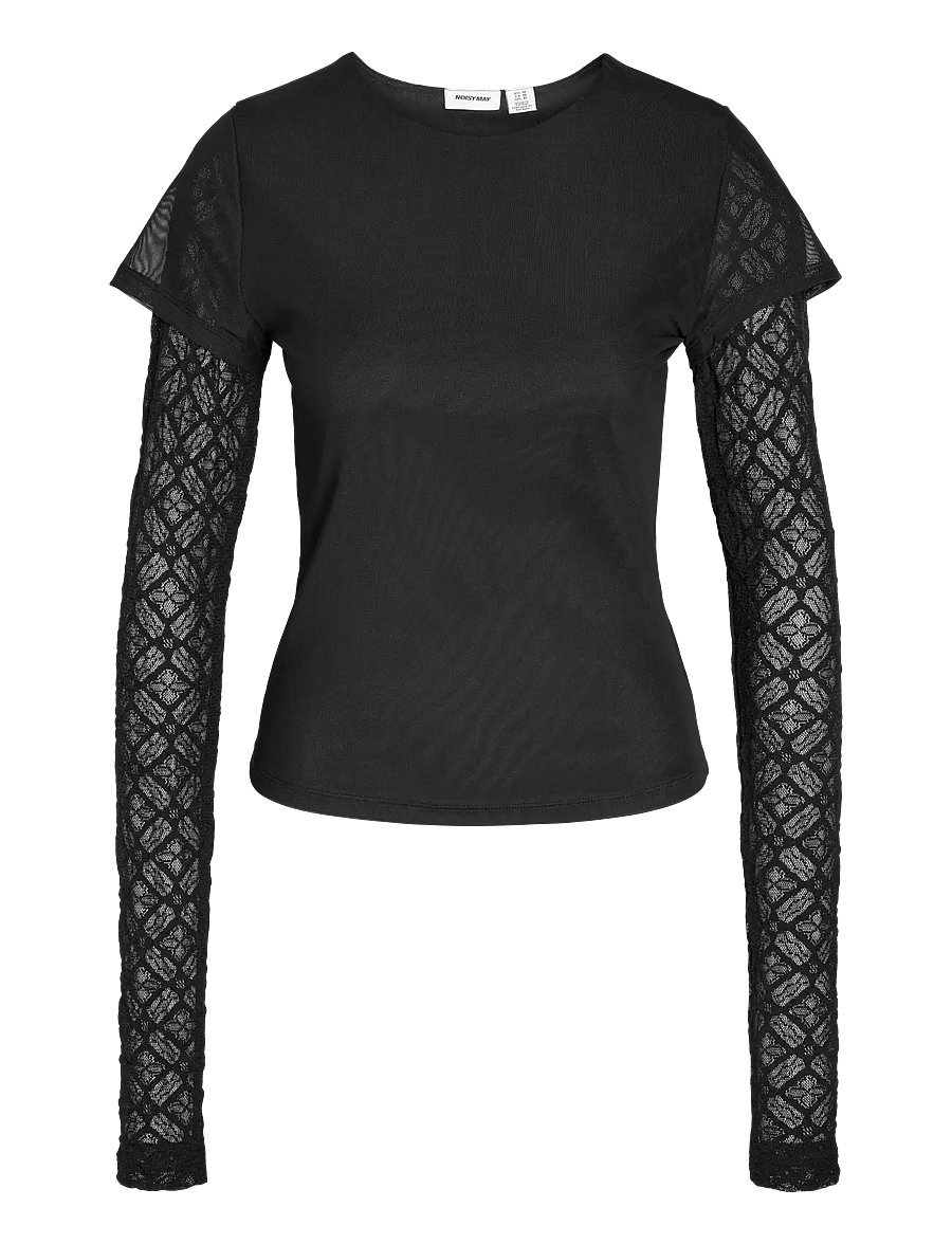 NOISY MAY - NMMERCY L/S DOUBLE LAYER TOP JRS - pikkade varrukatega topid - black - 1