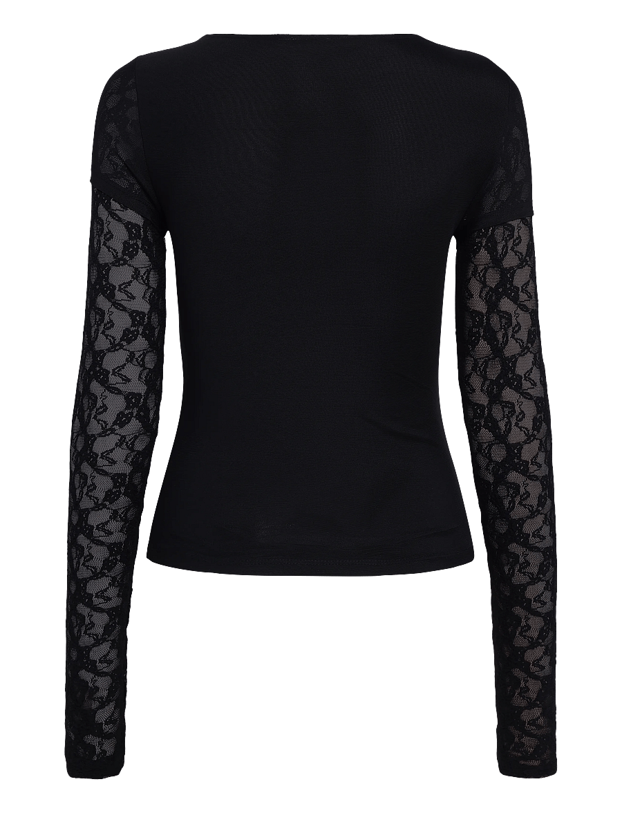 NOISY MAY - NMMERCY L/S DOUBLE LAYER TOP JRS - langärmlige tops - black - 2