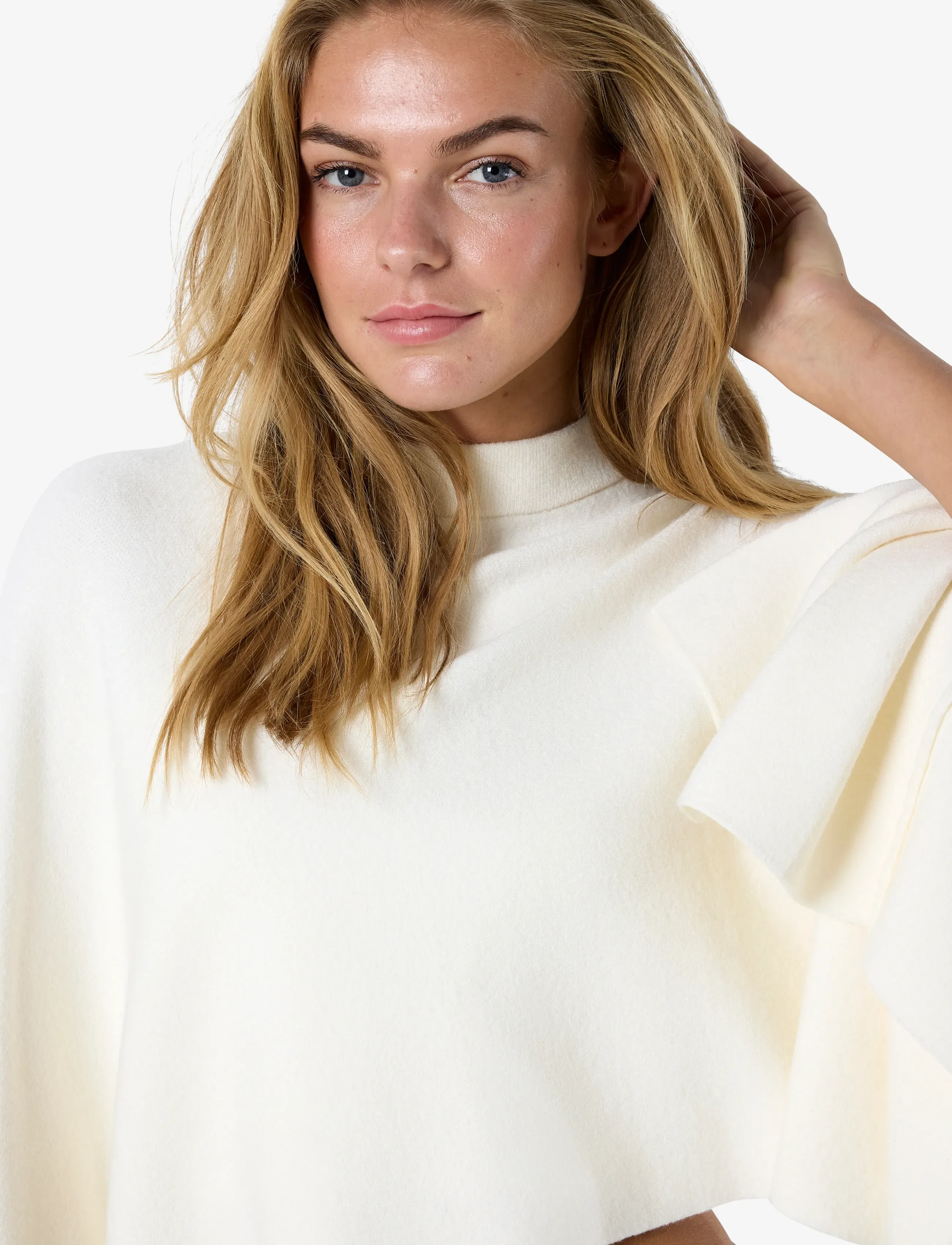NOISY MAY - NMSHYLA S/L KNIT CAPE - stickade tröjor - birch - 4