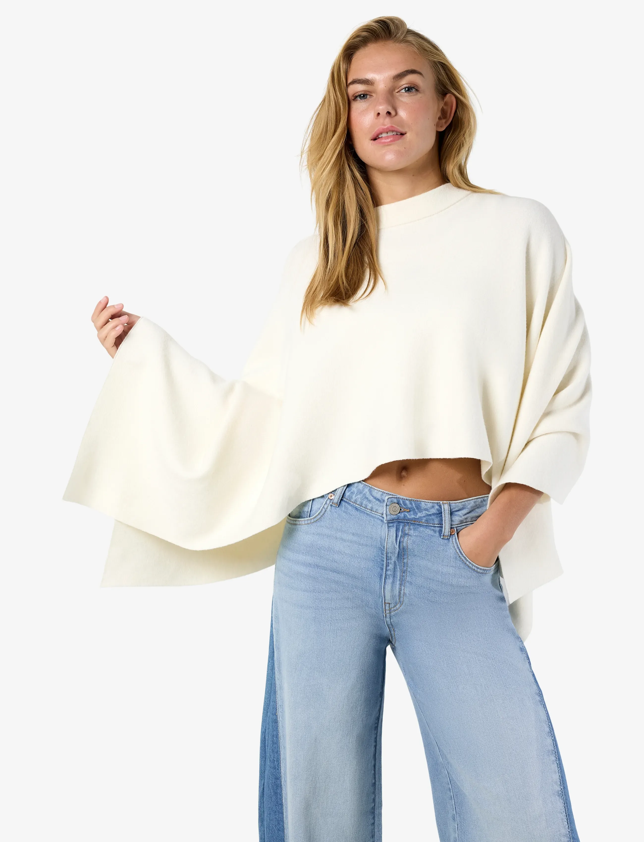 NOISY MAY - NMSHYLA S/L KNIT CAPE - stickade tröjor - birch - 5
