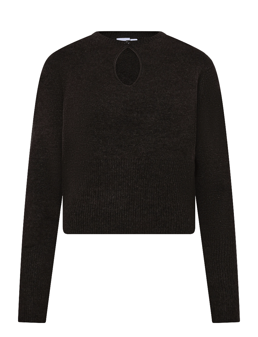 NOISY MAY - NMSLOAN L/S O-NECK KEYHOLE KNIT - pullover - chocolate brown - 1