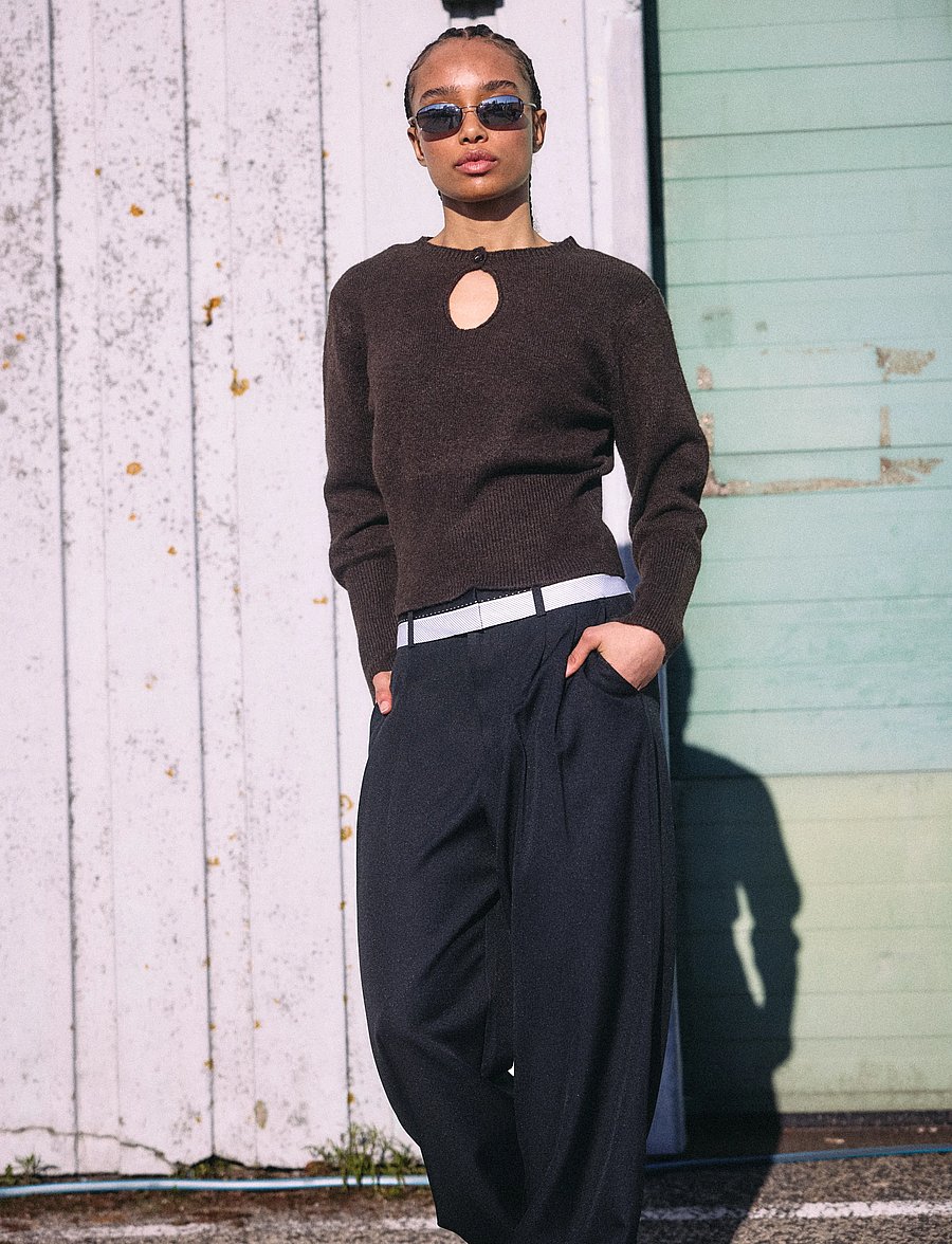 NOISY MAY - NMSLOAN L/S O-NECK KEYHOLE KNIT - pullover - chocolate brown - 4