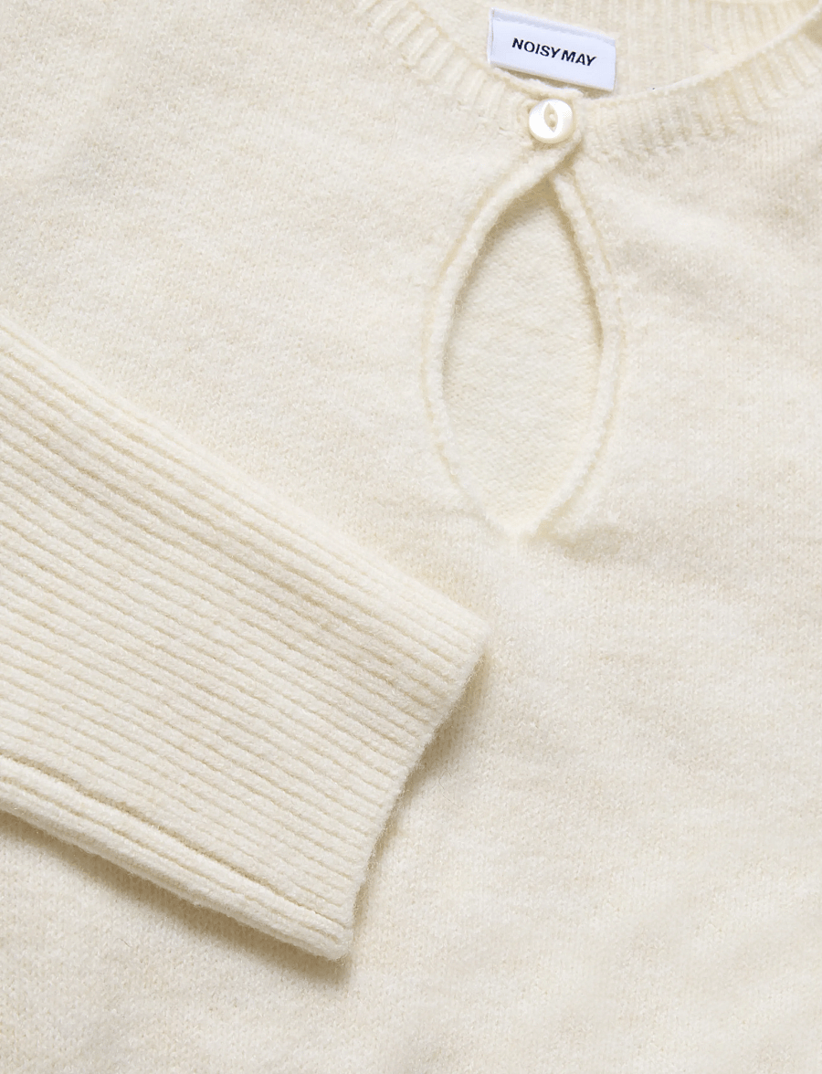 NOISY MAY - NMSLOAN L/S O-NECK KEYHOLE KNIT - kampsunid - eggnog - 4