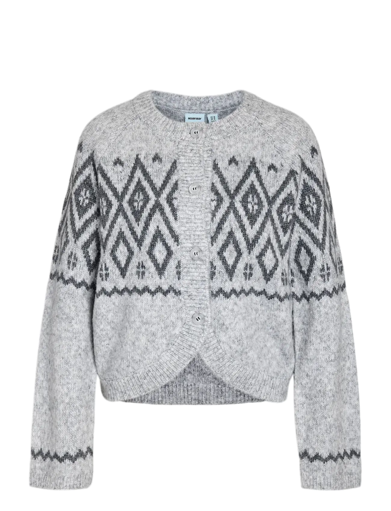 NOISY MAY - NMHILDA L/S O-NECK FAIRISLE CARDIGAN - light grey melange - 1