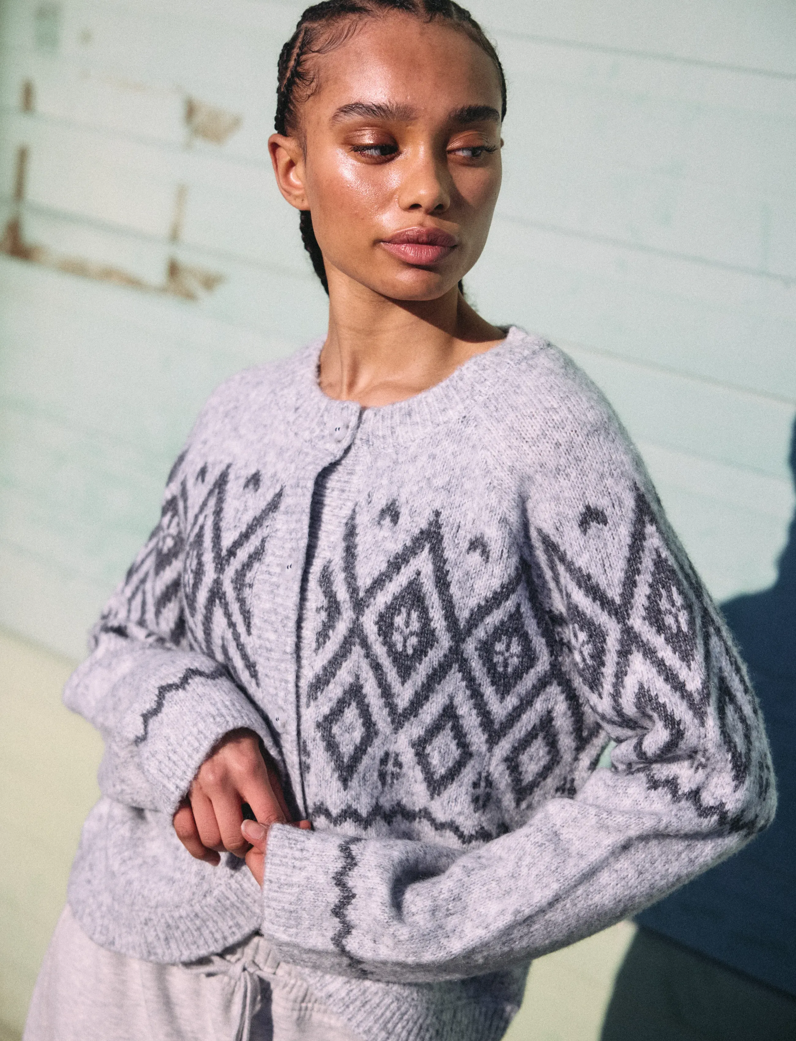 NOISY MAY - NMHILDA L/S O-NECK FAIRISLE CARDIGAN - light grey melange - 3