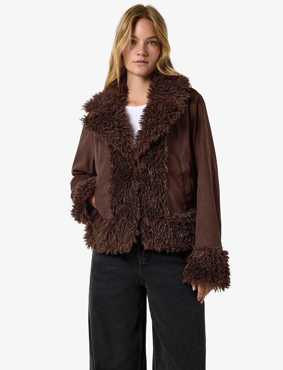 NOISY MAY - NMANNIE PENNY LANE JACKET - fuskpäls - demitasse - 0